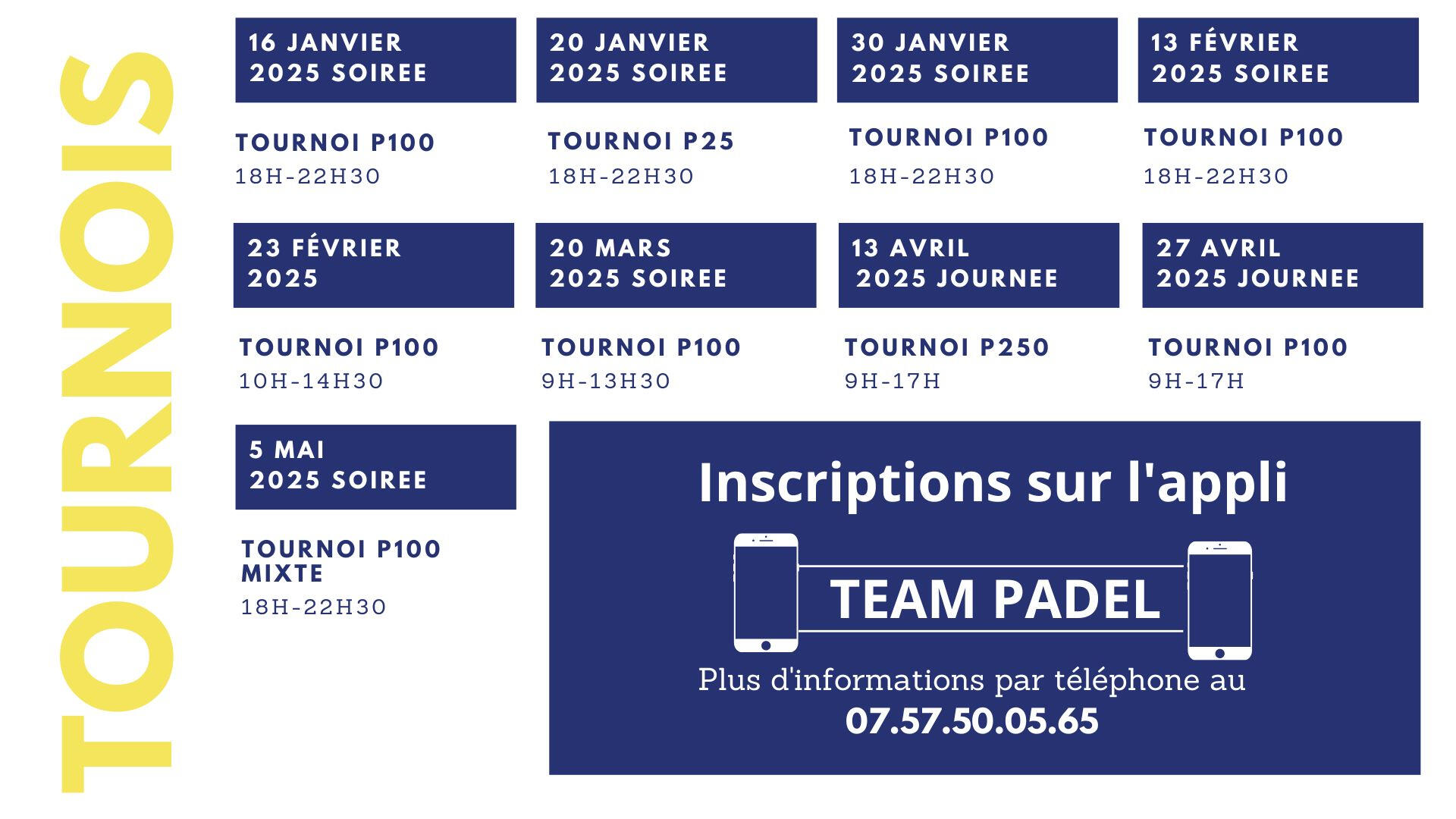 planning tournois team padel