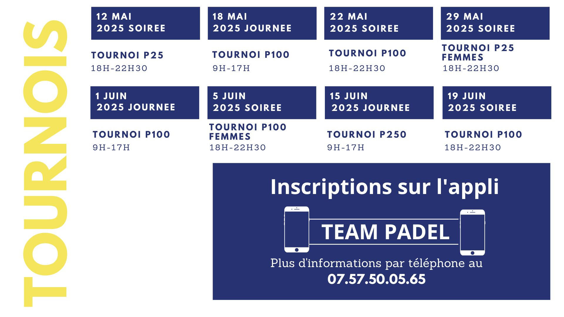 planning tournois team padel